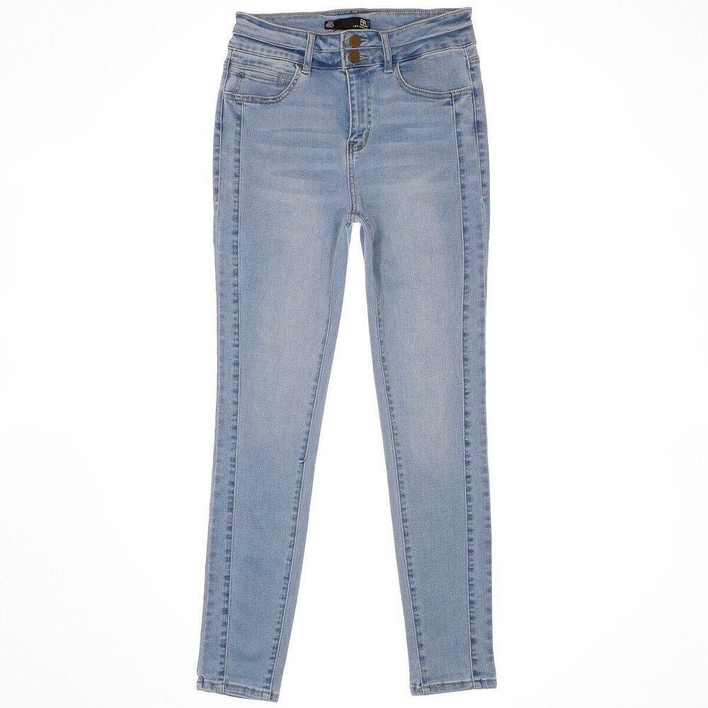 BBJ Jeans Juniors 7/28 Skinny Super High Rise Light Blue Denim Measures 28 x 28